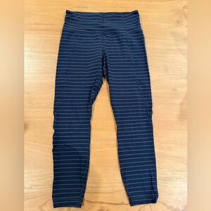 Athleta Dark Blue Striped Leggings